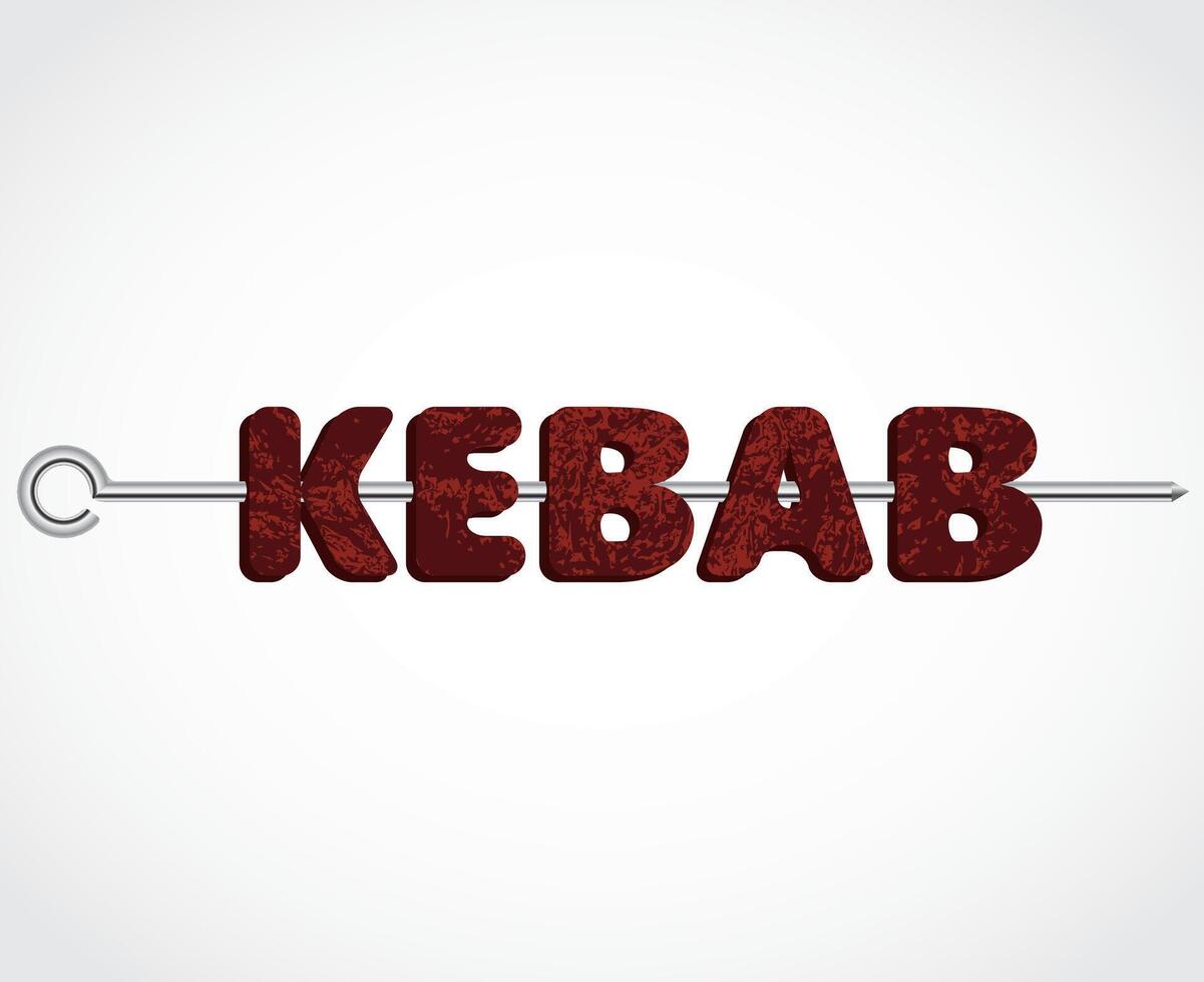 3d kebab on metal skewer logo vector