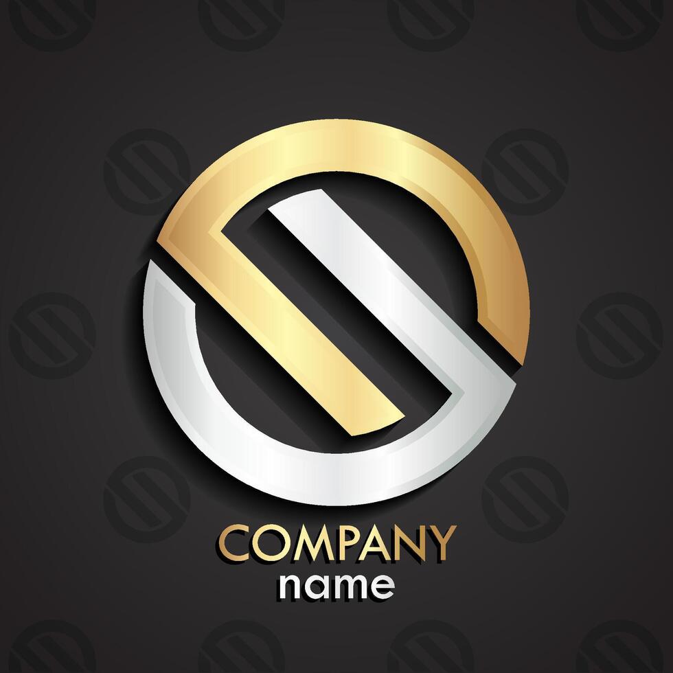 3d modern design circle gold silver logo vector
