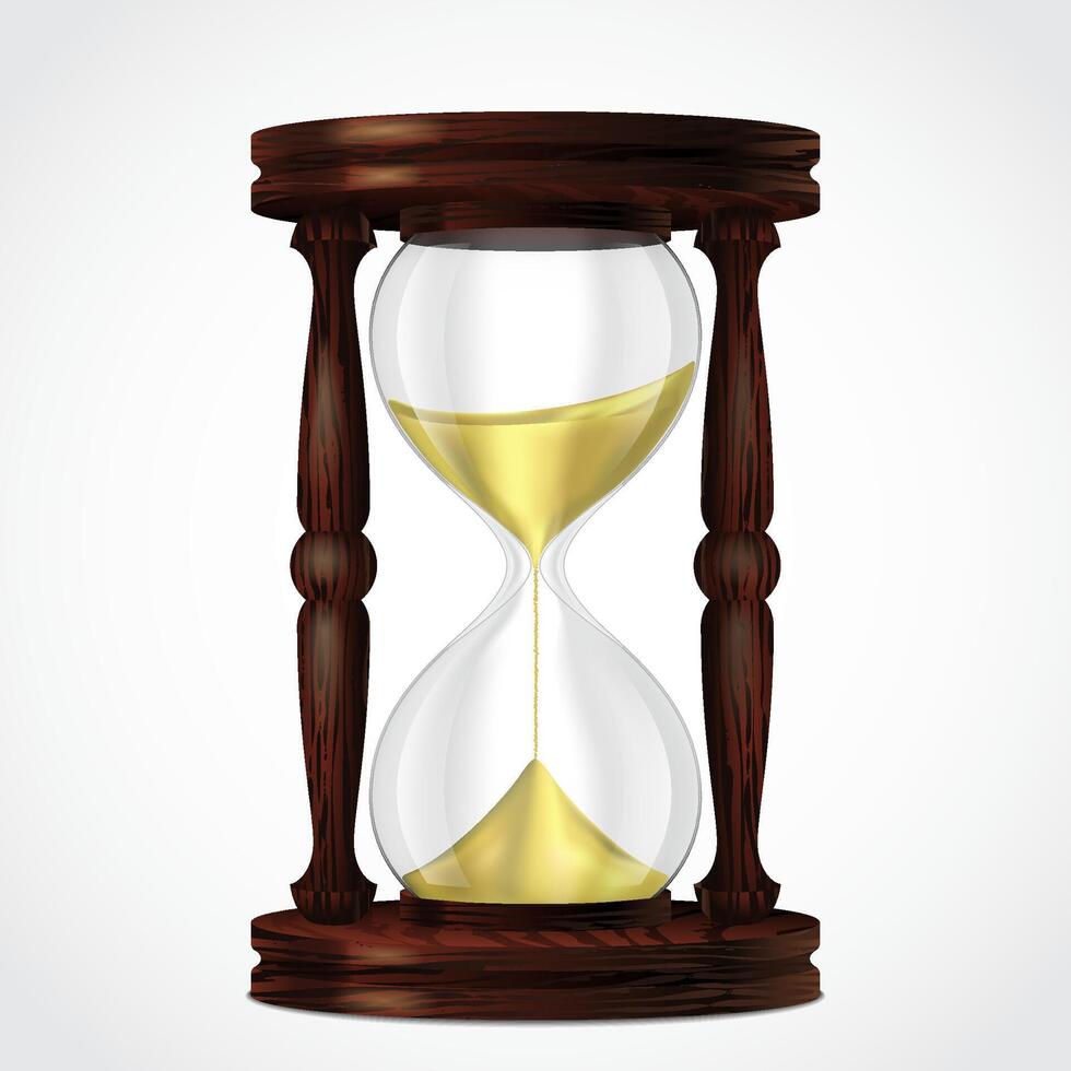 elegant wooden realistic sand glass vector
