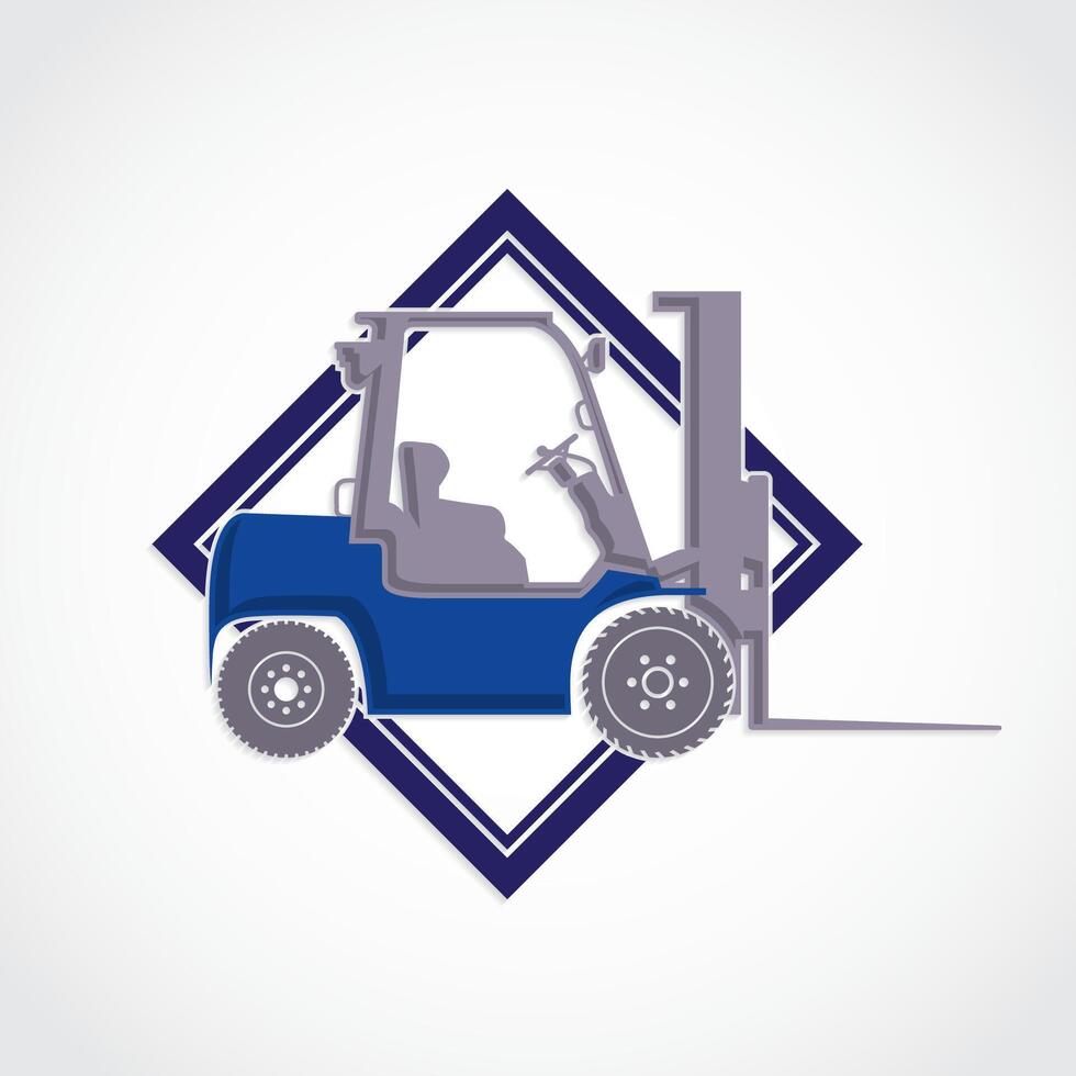 forklift square blue color logo vector