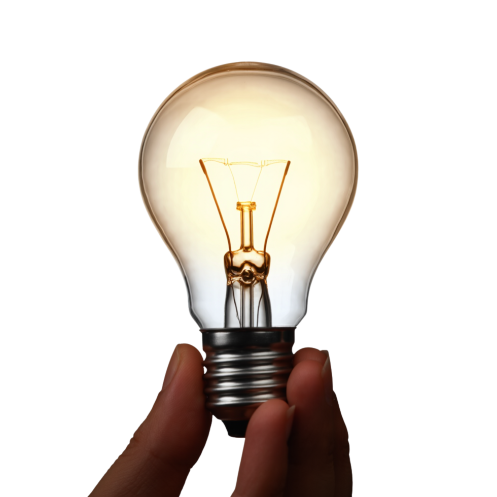 Light bulb in hand isolated. png