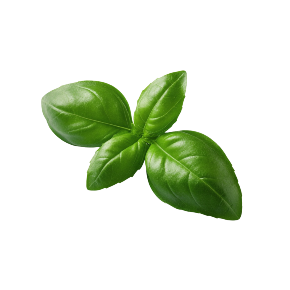 A vibrant fresh green basil leaf arrangement against a transparent background. png
