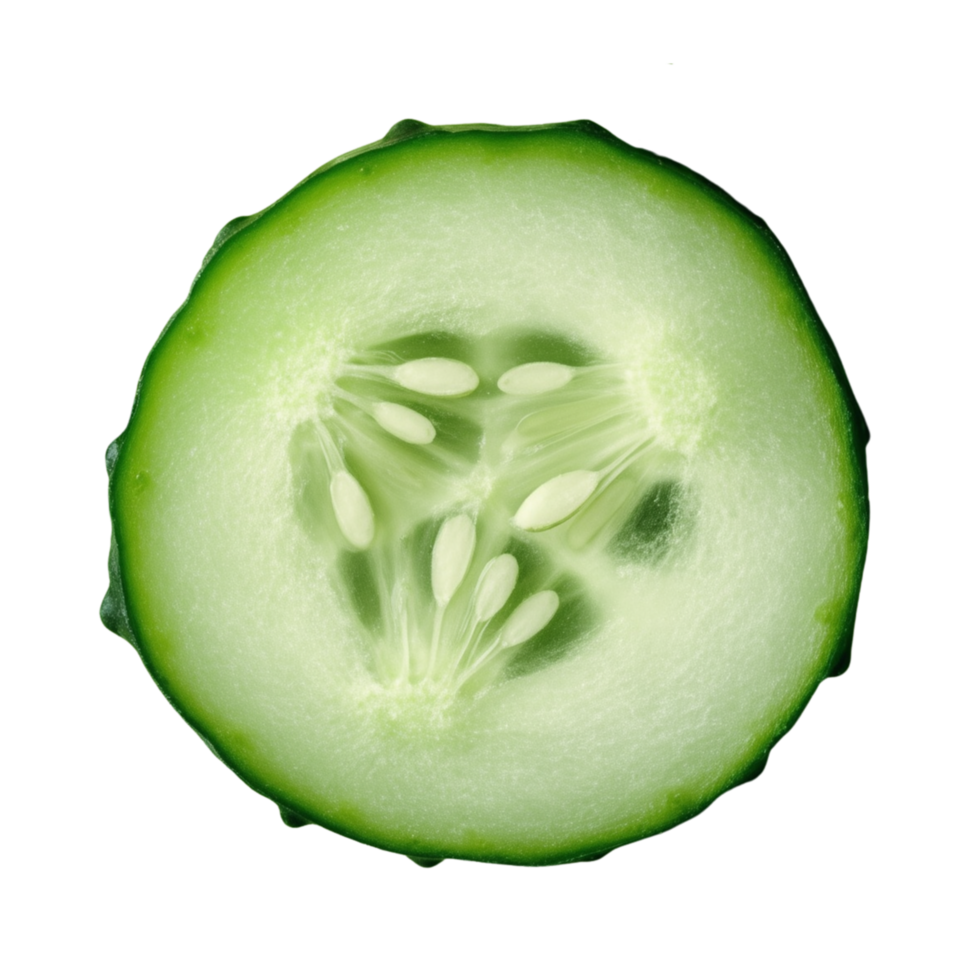 A cross section of a cucumber against a transparent background. png