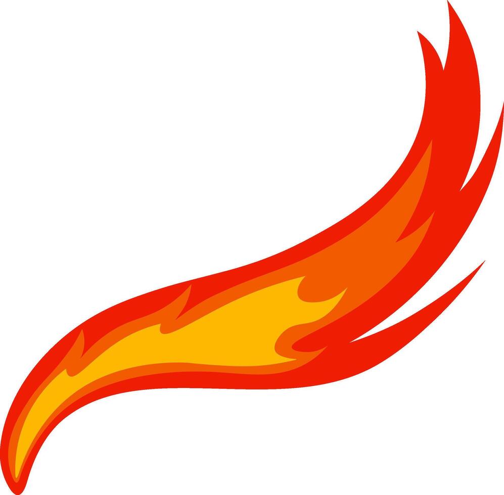 Brightly burning red and orange cartoon fire flames create a vibrant fireball, reminiscent of wildfires or bonfires, isolated against a clean white background vector