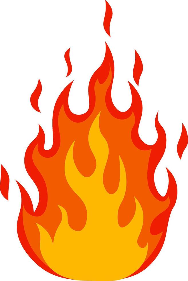Brightly burning red and orange cartoon fire flames radiate a warm and inviting glow, creating a vibrant atmosphere filled with energy and heat vector