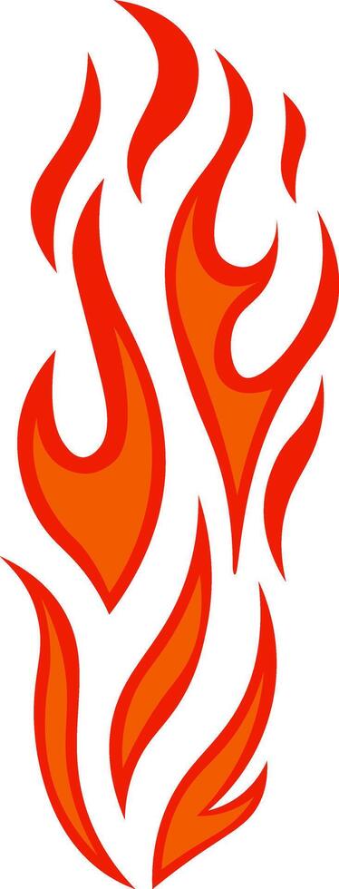 Vivid red and orange cartoon flames forming a bonfire, representing heat, energy, and danger, set against a clean white background, creating a striking visual impact vector