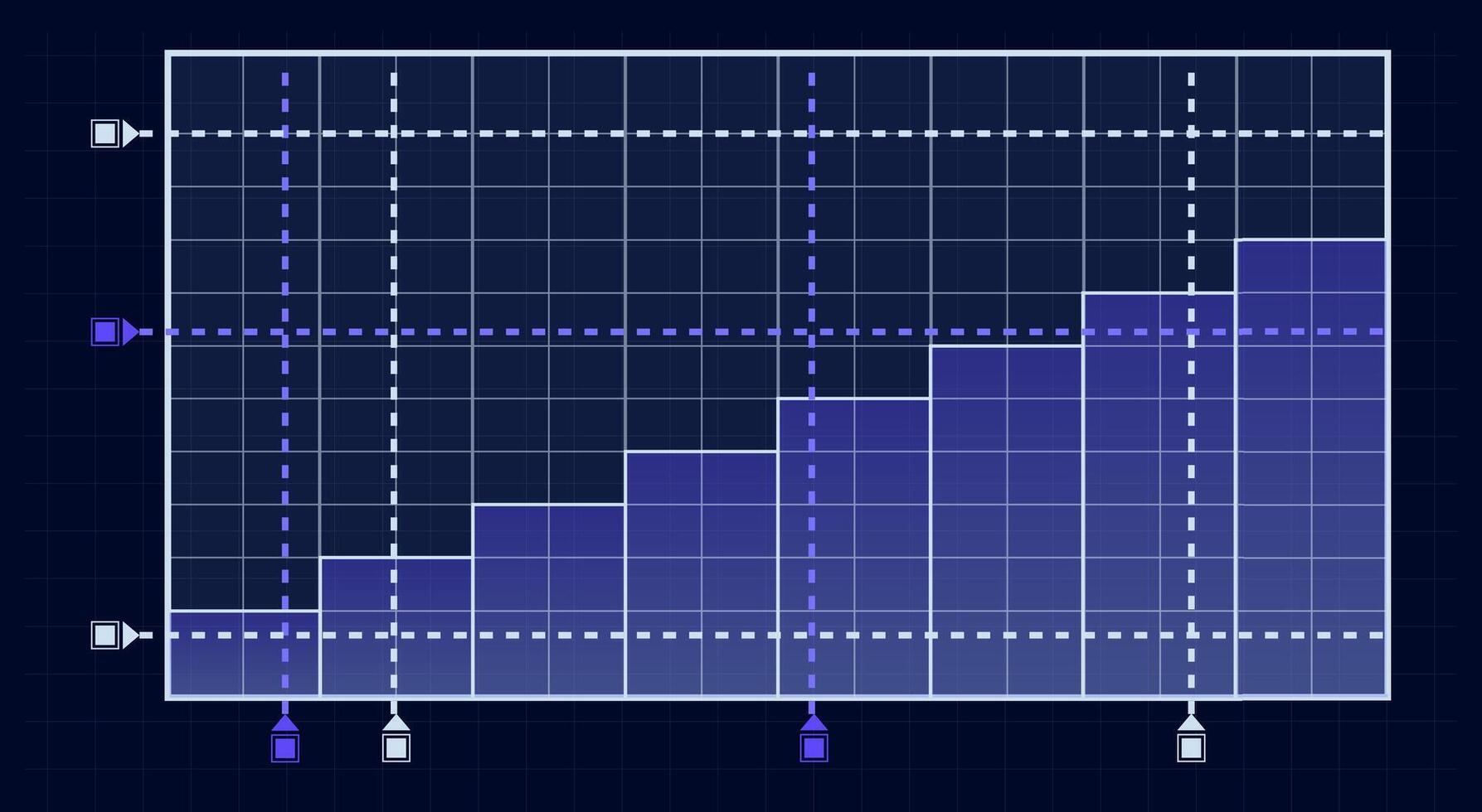 Futuristic HUD interface featuring a dynamic bar graph, complete with grid lines, axes, and markers, ideal for enhancing games or various digital products with engaging visuals vector