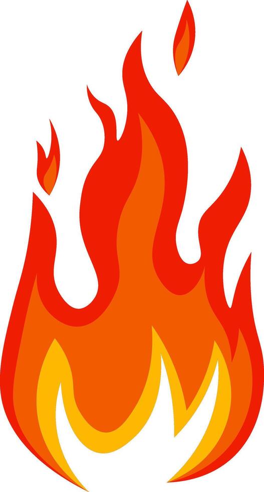 Bright and dynamic cartoon flames rise in shades of red, orange, and yellow, capturing the essence of a lively campfire. The illustration conveys warmth and energy, ideal for fire related themes vector