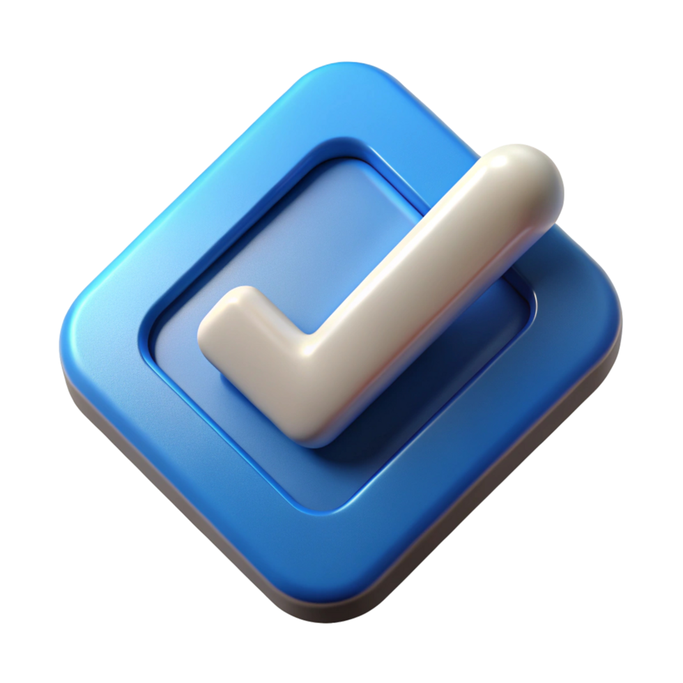 3D Render of a Checkmark Icon in a Blue Square png