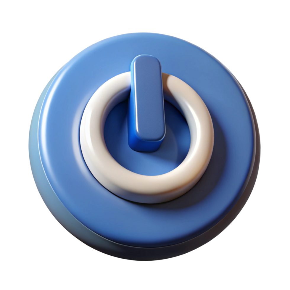 3D Render of a Blue and White Power On Off Button png
