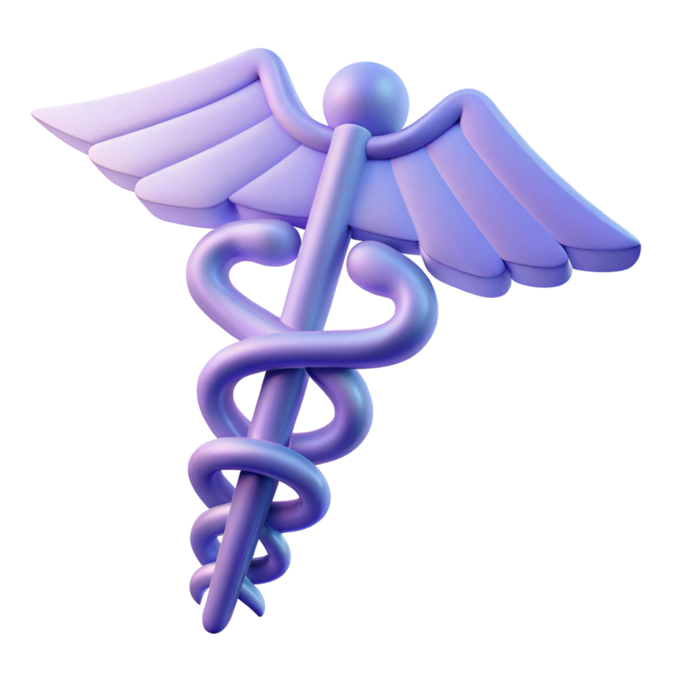 3D Render of the Caduceus Medical Symbol - Purple png