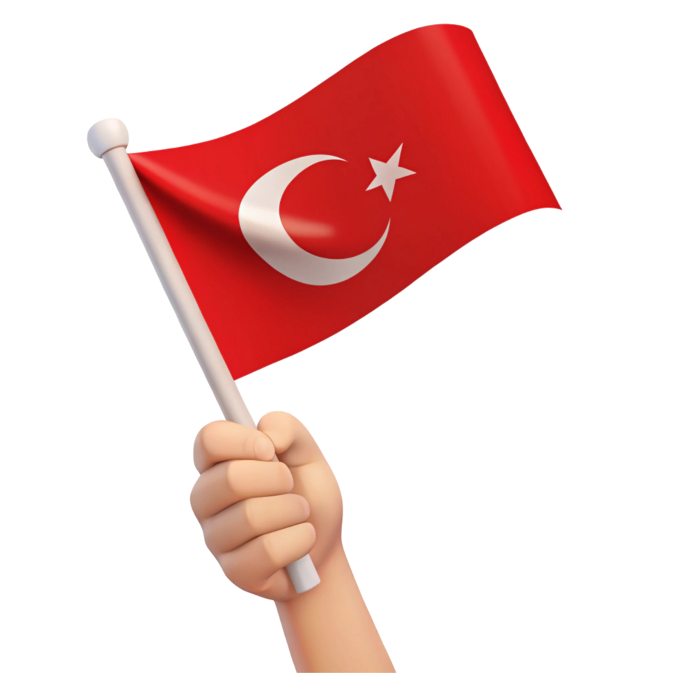 Cartoon Hand Holding Turkish Flag png