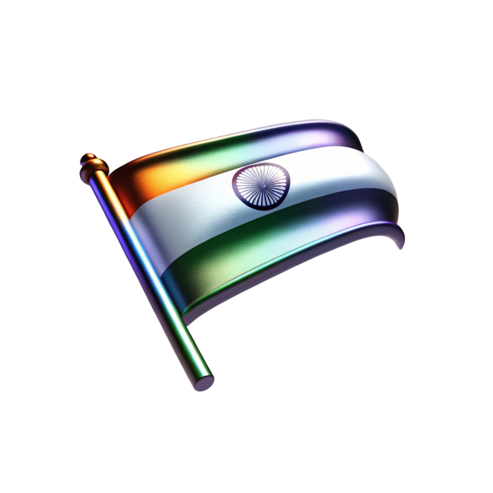 Iridescent 3D Render of the Indian Flag png
