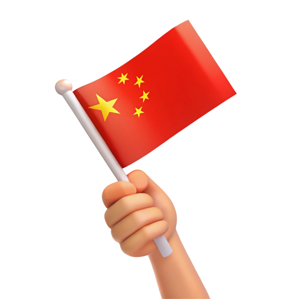 Hand Holding a Chinese Flag - 3D Render png