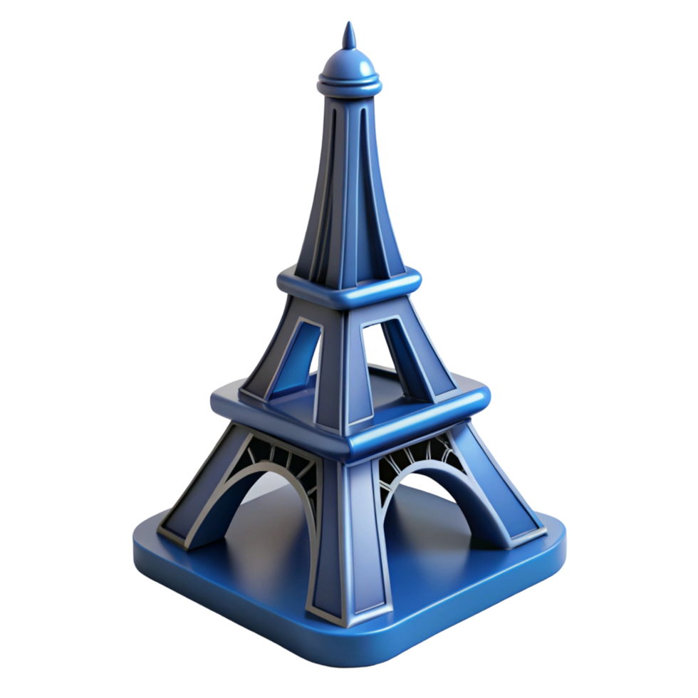 Stylized Blue Eiffel Tower 3D Model - Icon png