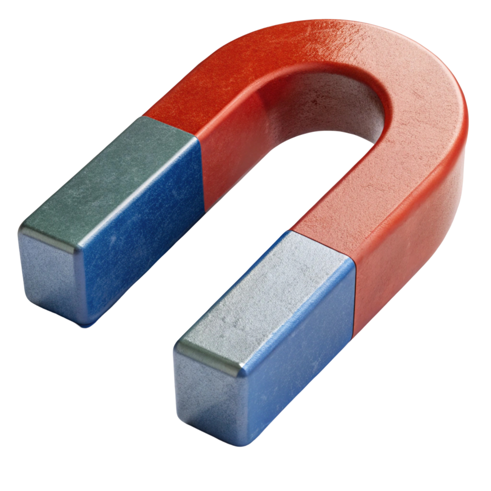 Powerful Horseshoe Magnet with Red and Blue Poles png