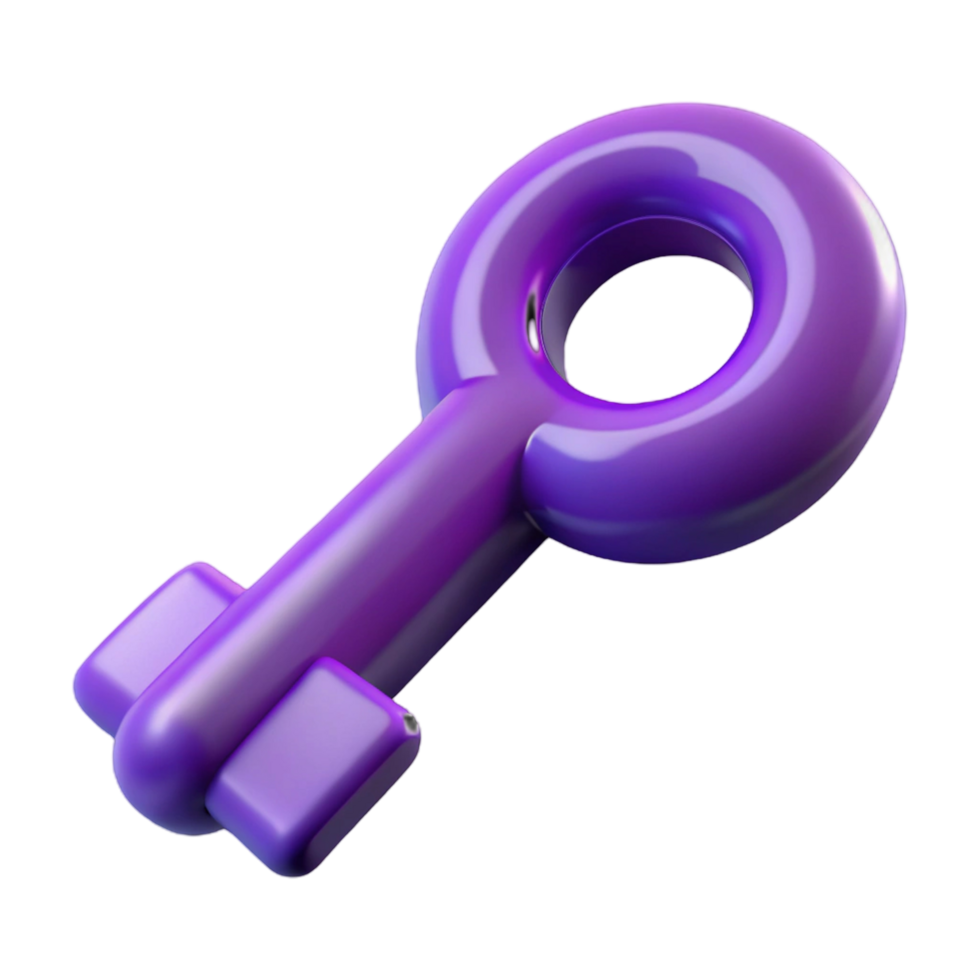3D Render of a Purple Key Icon png