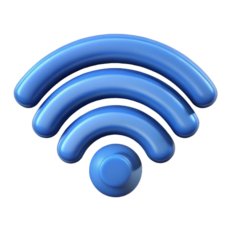 3D Render of a Glossy Blue Wifi Symbol png