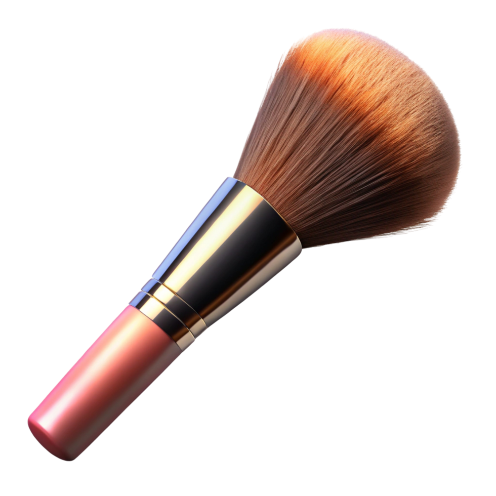 Elegant Pink and Gold Makeup Powder Brush png