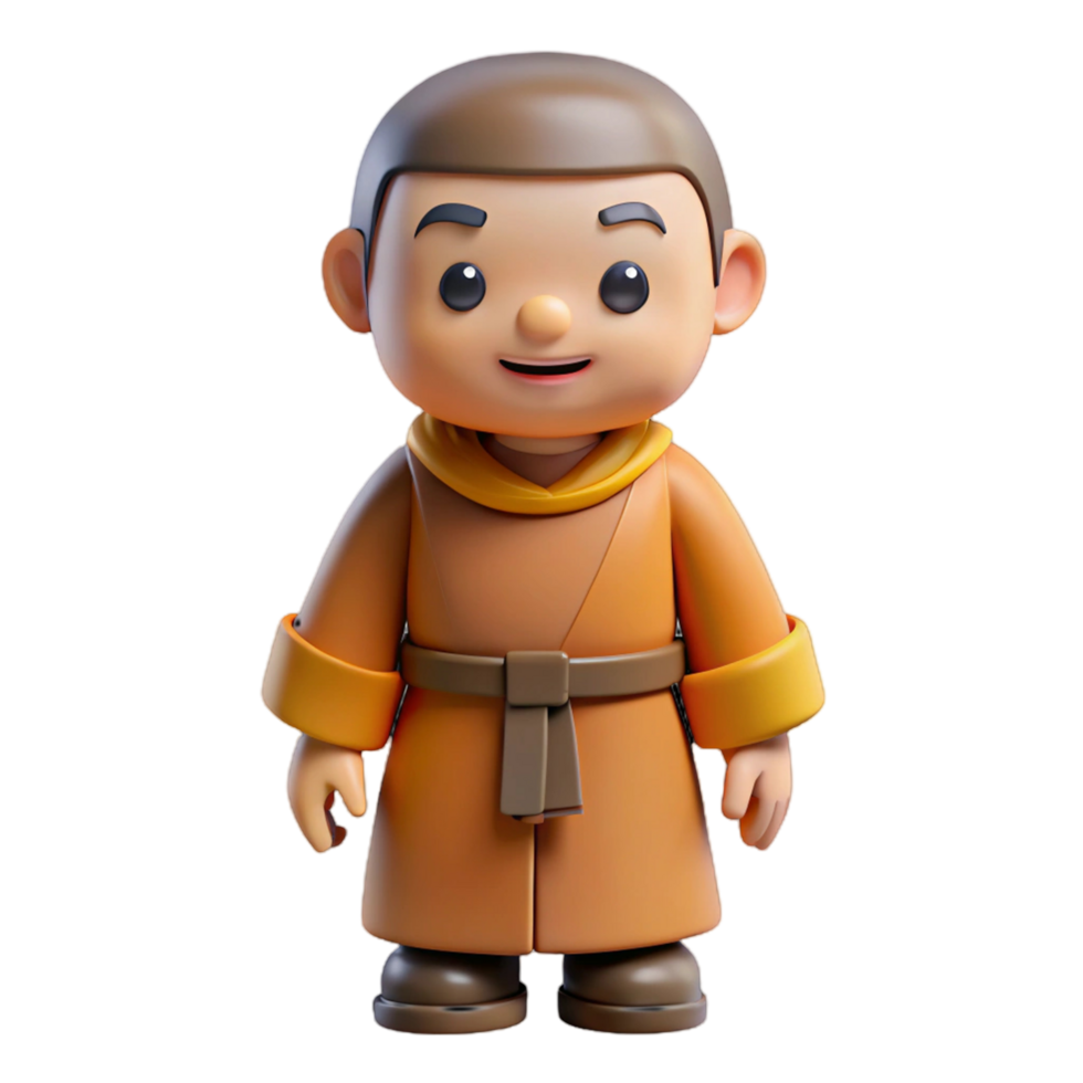 3D Render of a Smiling Young Buddhist Monk png