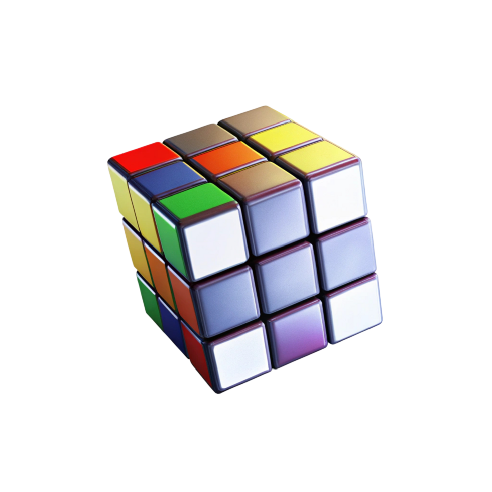 Vibrant 3D Render of a Solved Rubik's Cube Puzzle png
