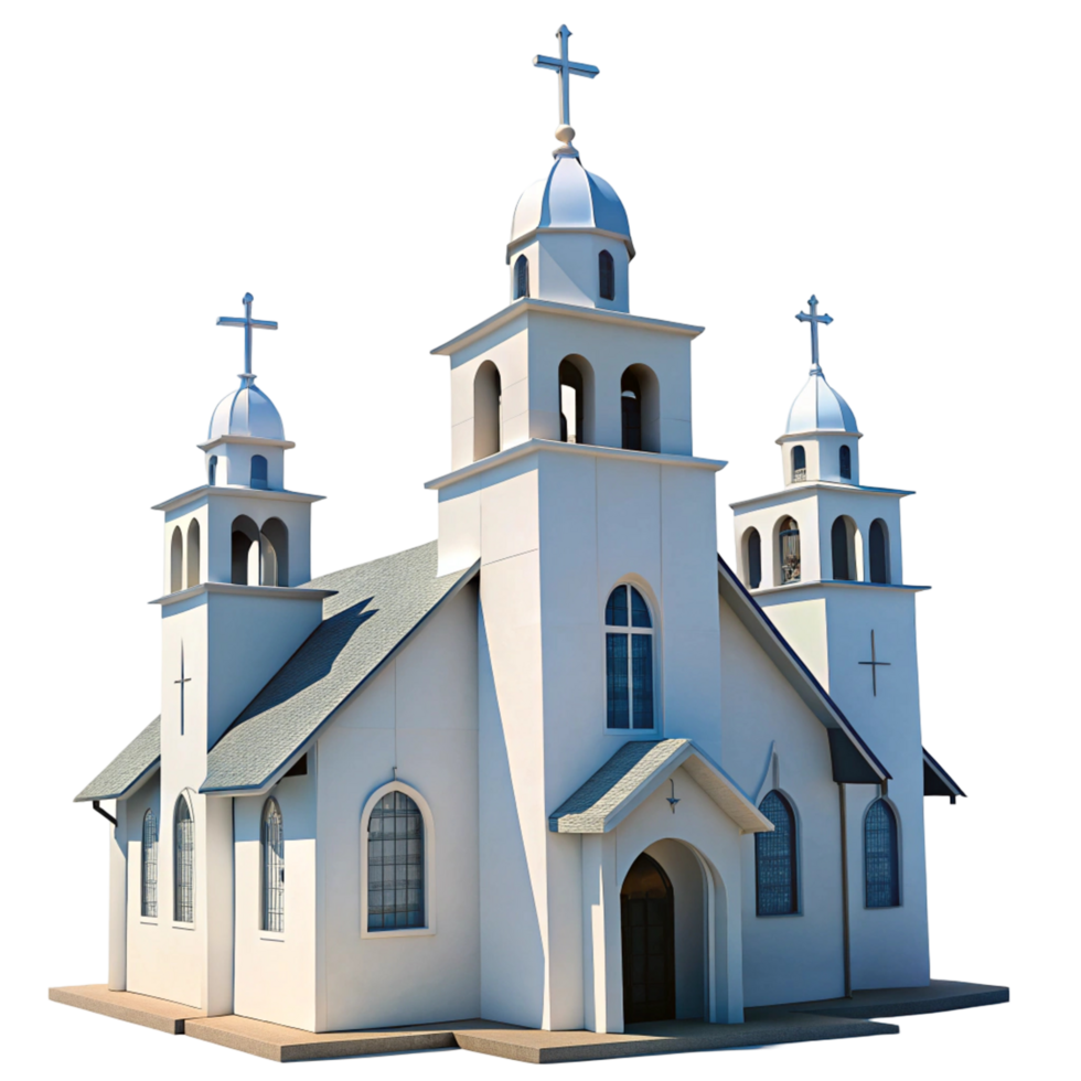 White Church Exterior - 3D Render of a Small-Town png