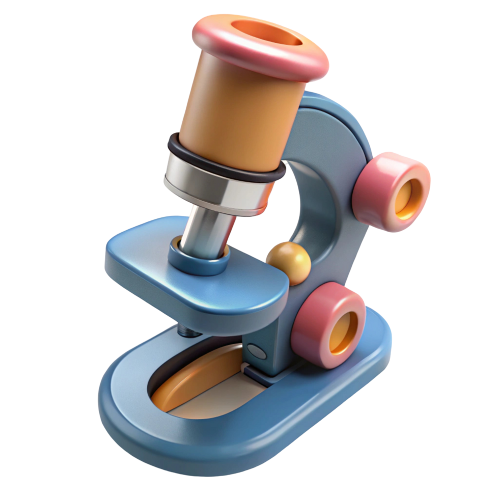 Playful 3D Render of a Cartoon Microscope png