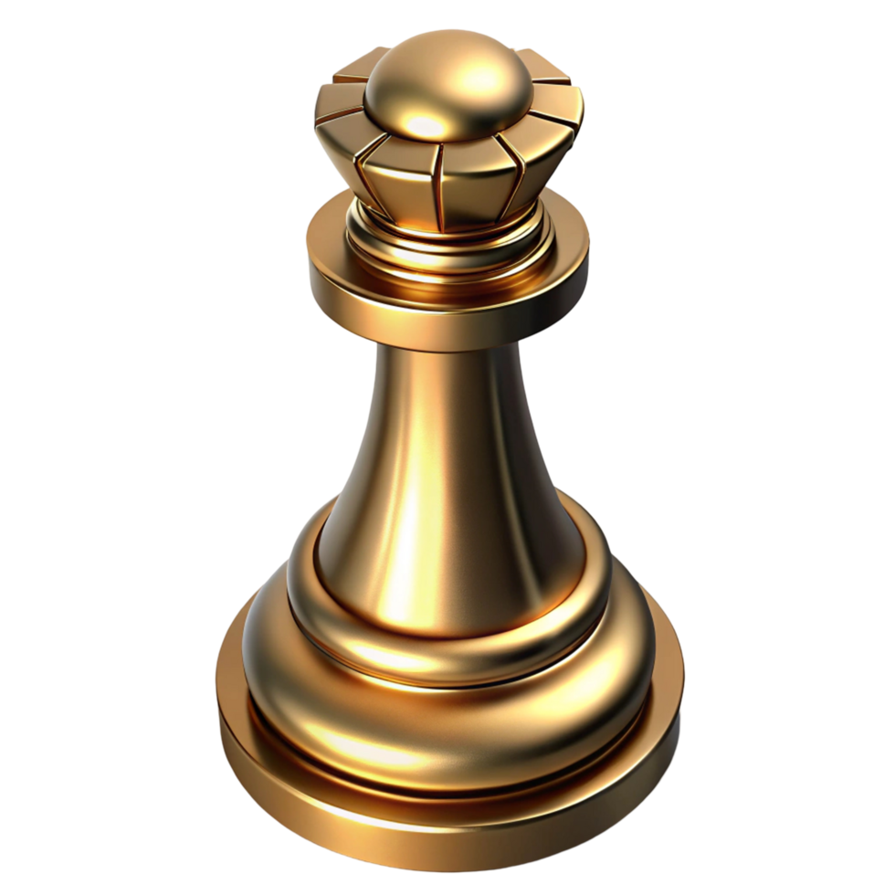 Golden Chess Queen Piece - 3D Render of Luxury png
