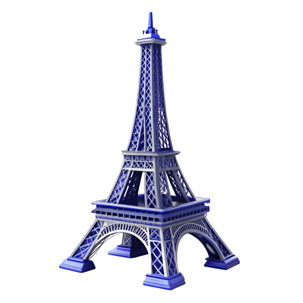 3D Render of a Blue Eiffel Tower Model png