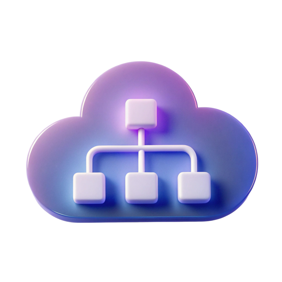 3D Render of Cloud Computing Network Hierarchy png