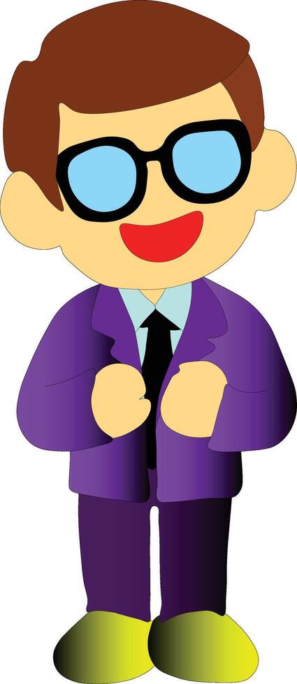 a boy character wear eyeglasses student cute boy smart boy vector