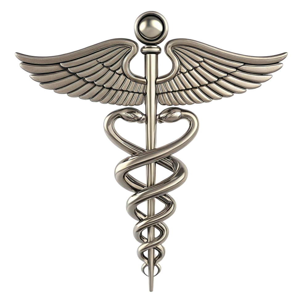 3D Render of the Caduceus Medical Symbol - Silver png