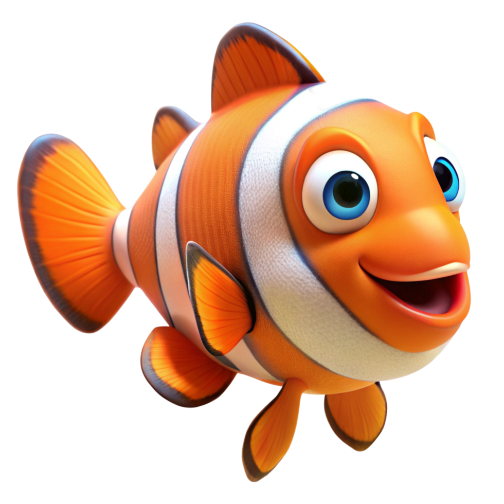 Happy Cartoon Clownfish, 3D Rendered Illustration png