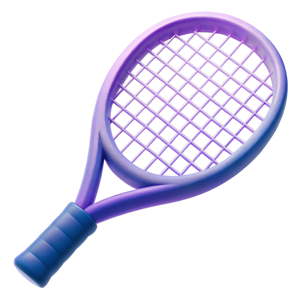 Vibrant Purple and Blue Tennis Racquet 3D Render png