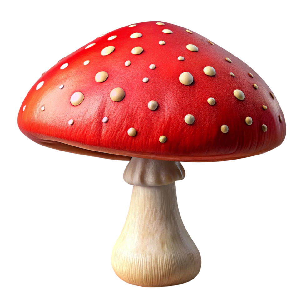 Vivid Red Amanita Mushroom with White Spot Pattern png