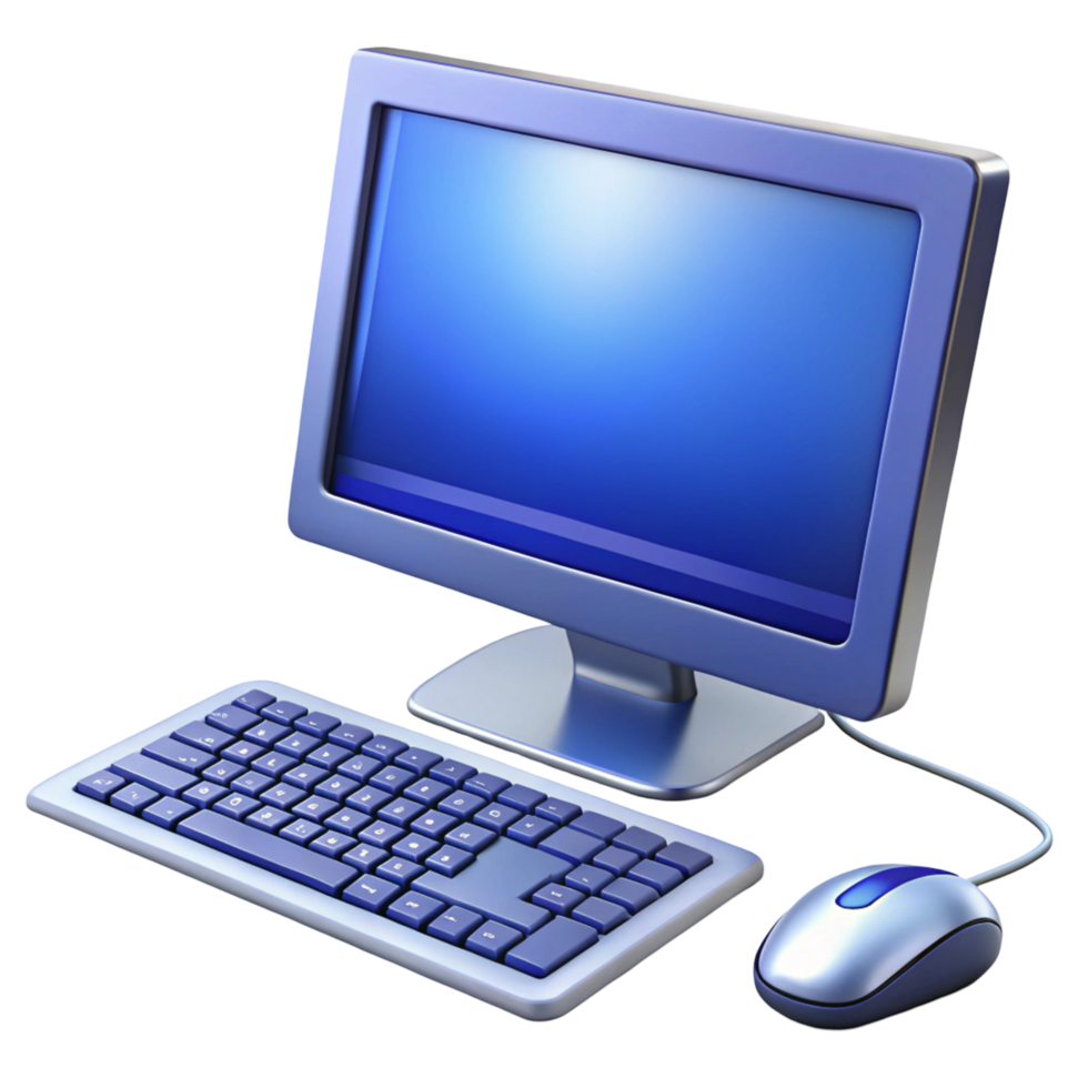Sleek Blue Desktop Computer Setup Monitor png