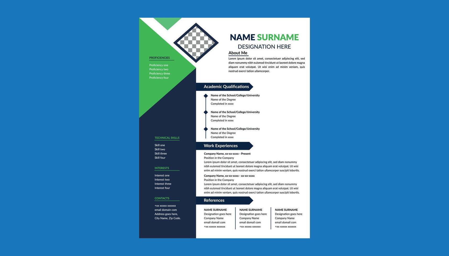 Modern Resume Design. Artistic Template Display for Promotional Campaign. vector