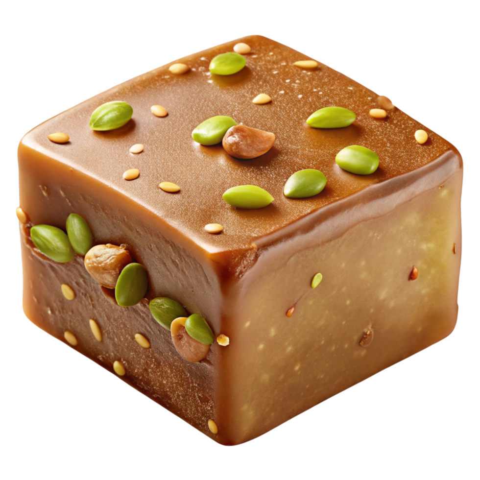 Gourmet Caramel Cube with Pumpkin Seeds png