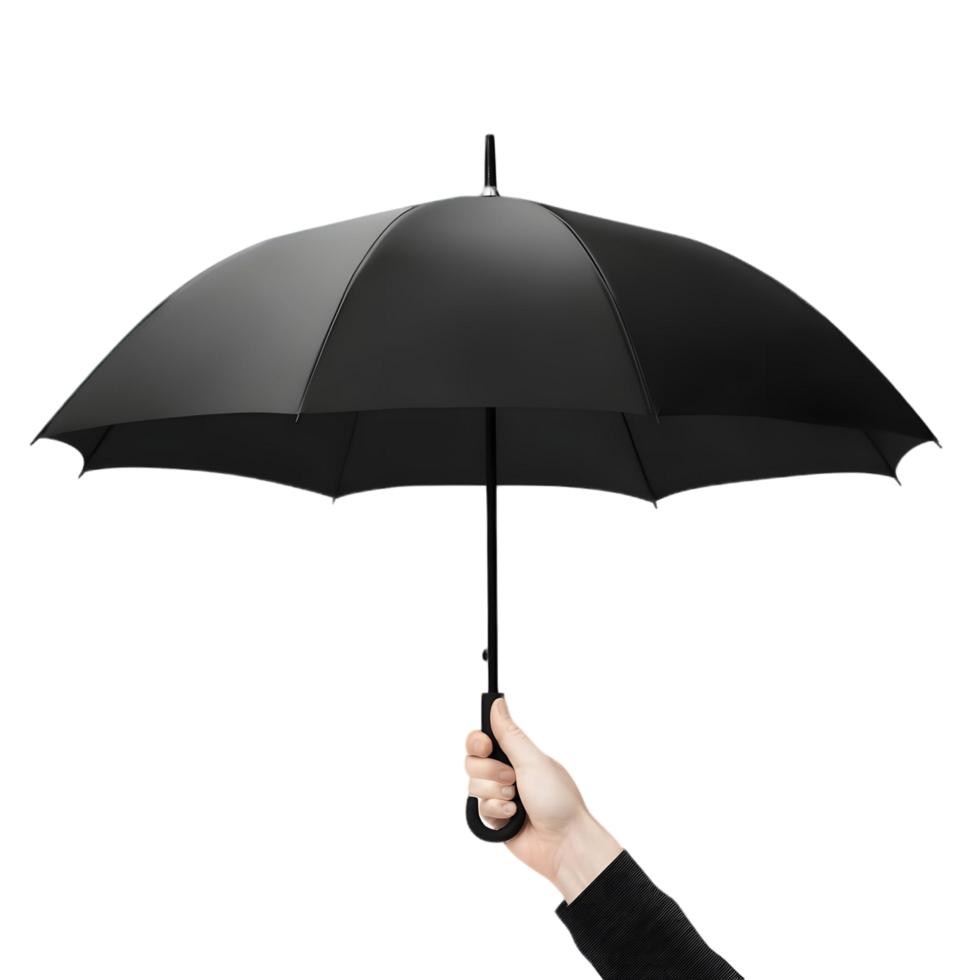 Secure Grip on a Closed Black Umbrella png