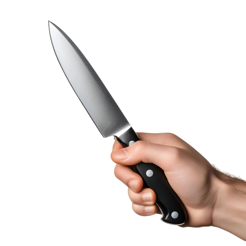 Sharp Culinary Knife Held in a Hand png
