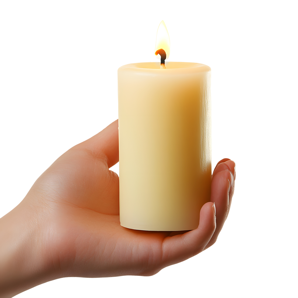 Gentle Hand Holding a Burning Candle png