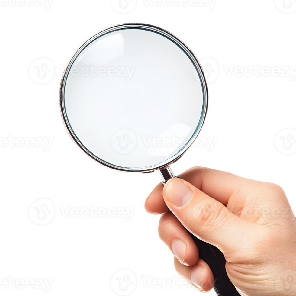 Hand Raising a Classic Magnifier png