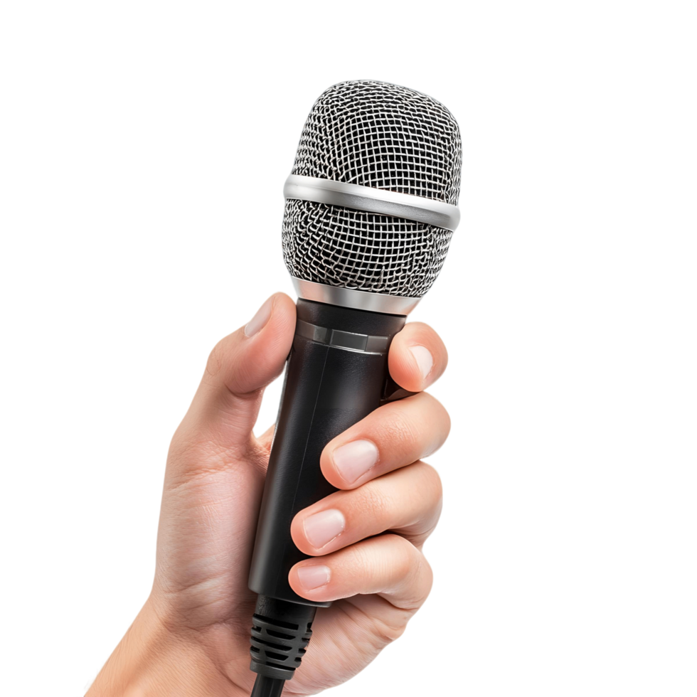 Close Up of Hand with a Dynamic Microphone png