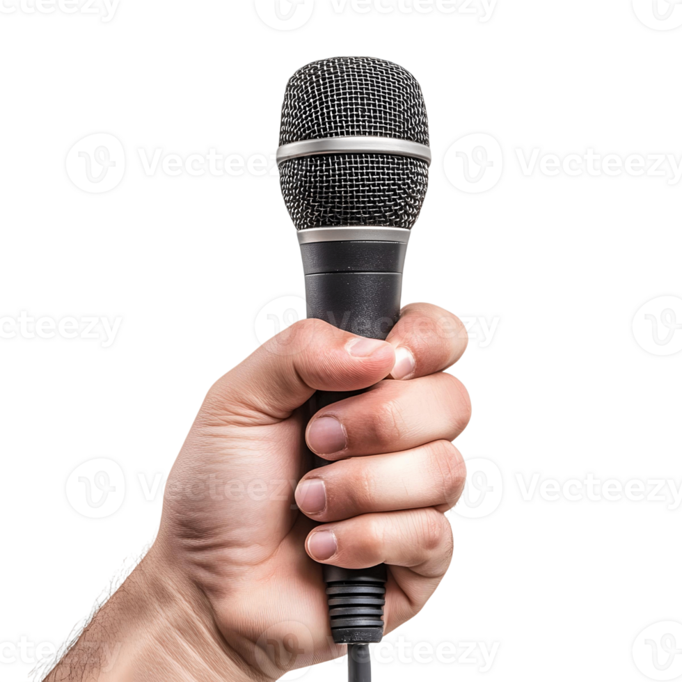 Hand Holding a Microphone Ready for Performance png