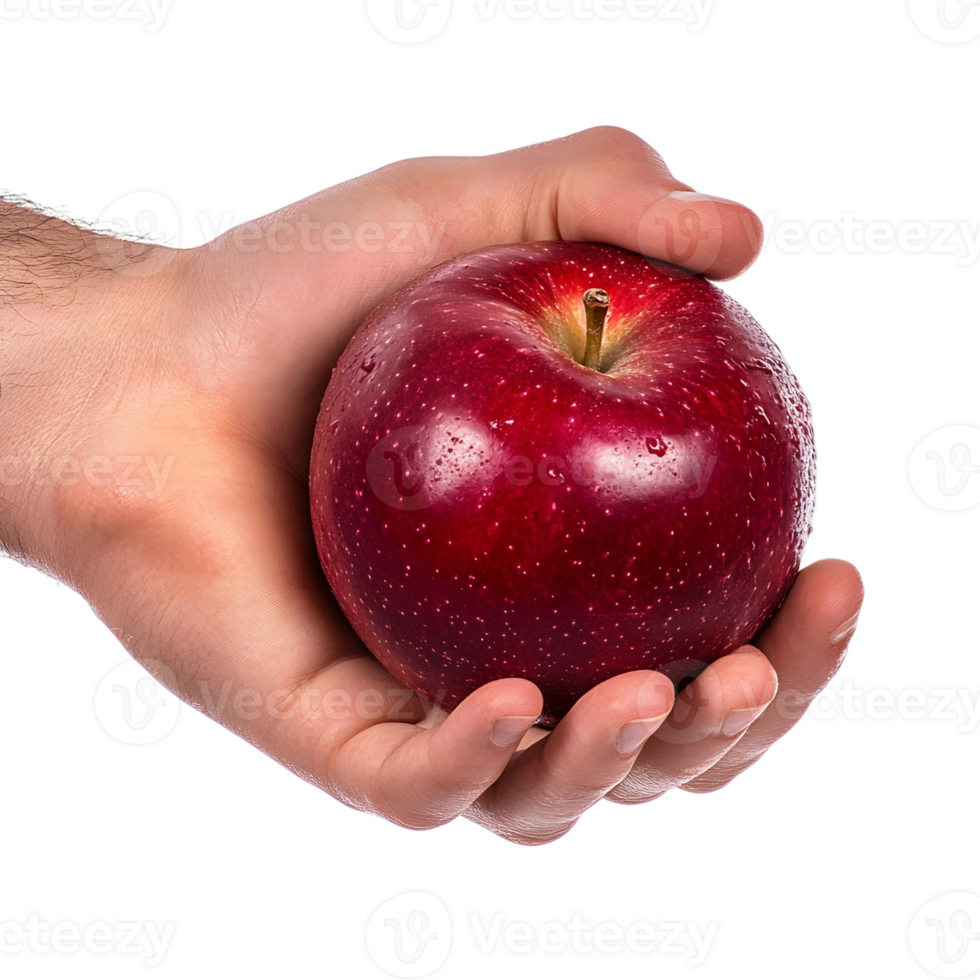 Healthy Red Apple Balanced on a Palm png