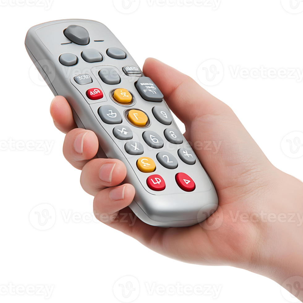 Digital Remote Control Firmly Held in Hand png