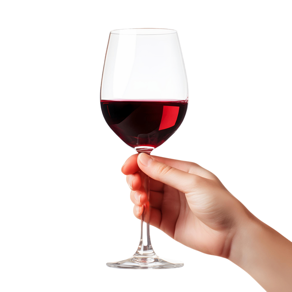 Elegant Hand Lifting a Red Wine Glass png