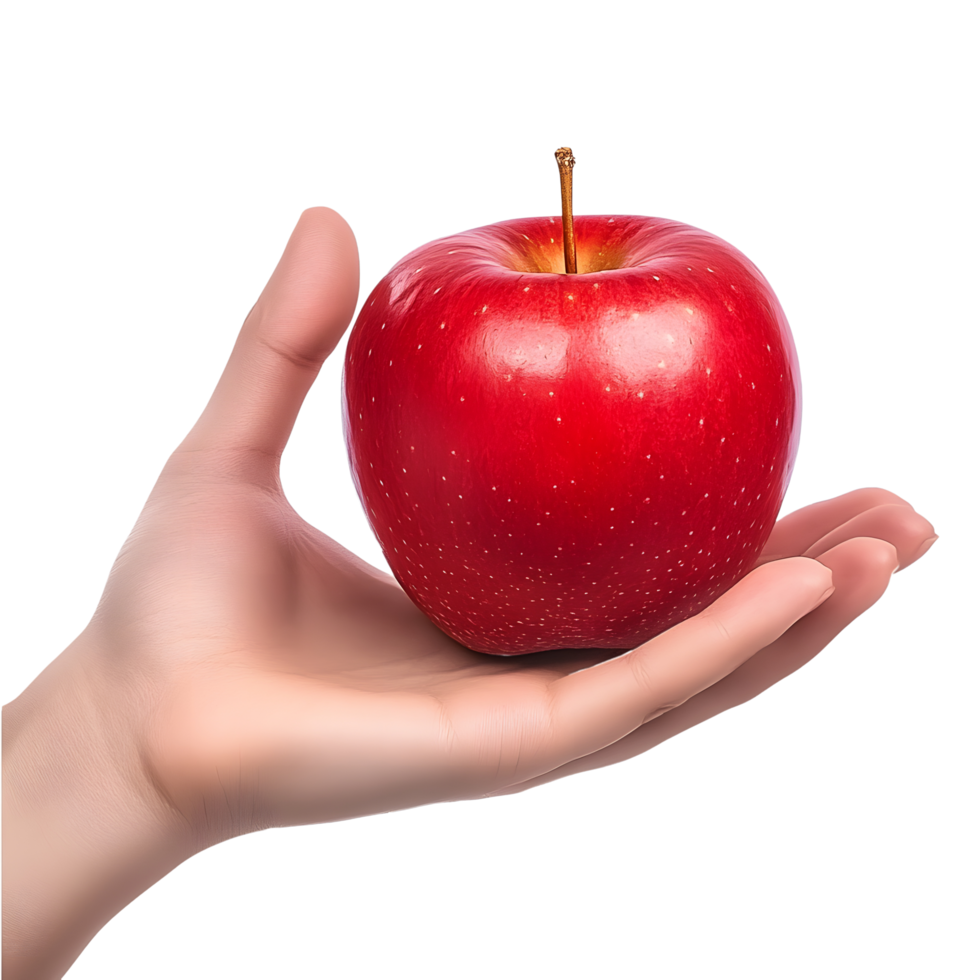 Fresh Red Apple Held in a Human Hand png