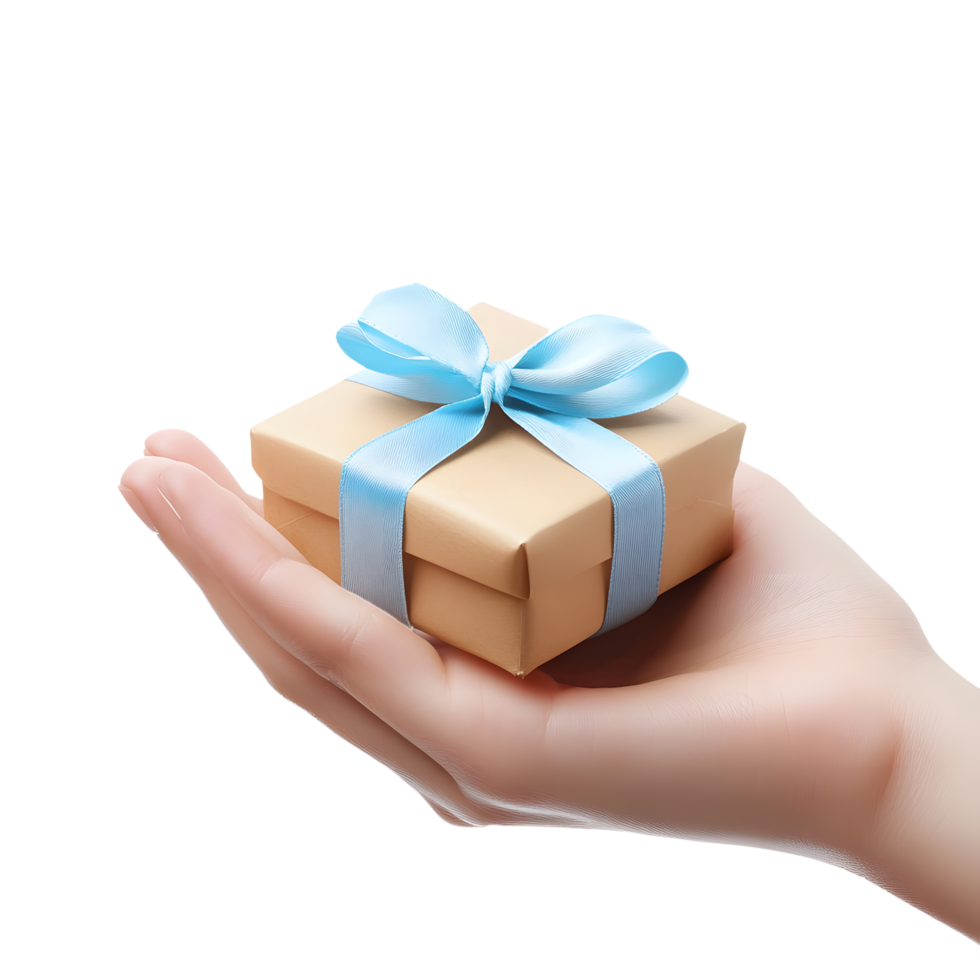 Hand Presenting a Small Decorative Gift Box png
