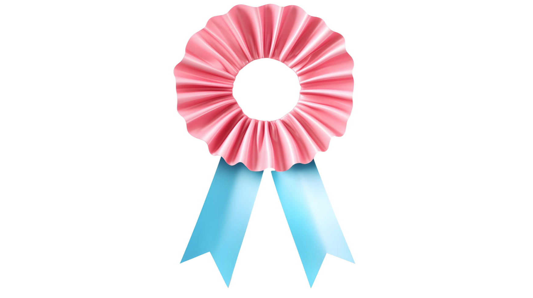 3D rosette style ribbon with vibrant pink and blue hues png